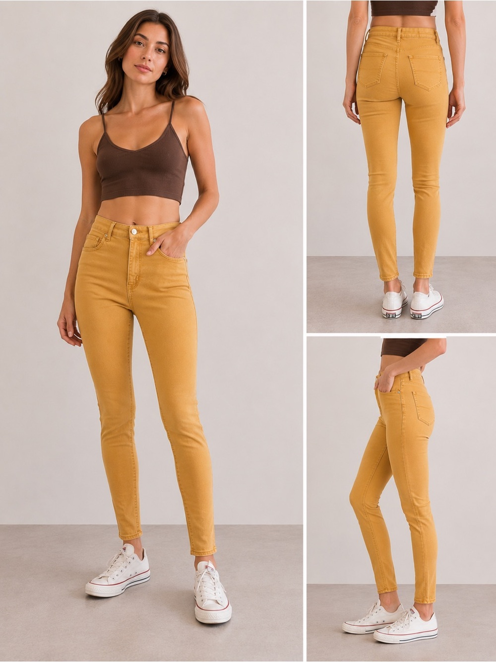 High-Waist Mustard Yellow Skinny Jeans